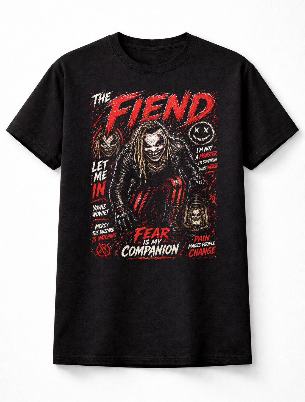 The Fiend Fear Is My Companion Wrestling T-Shirt – Let Me In Horror Mask Fan Tee Adults & Kids Unisex T-Shirt