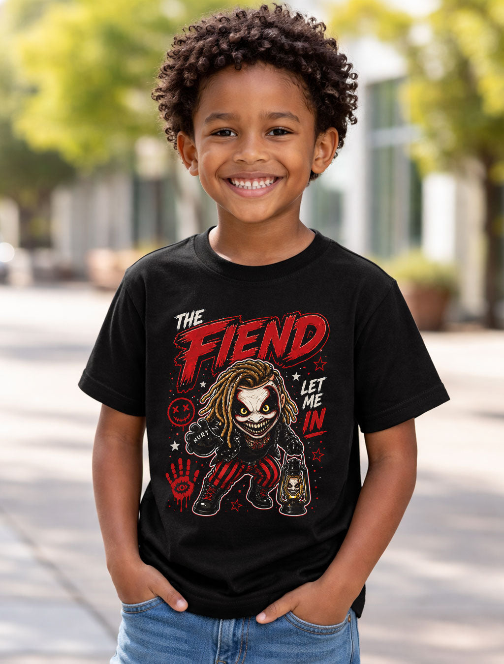 The Fiend Let Me In Wrestling T-Shirt – Horror Mask Lantern Graphic Scary Fan Tee Adults & Kids Unisex T-Shirt