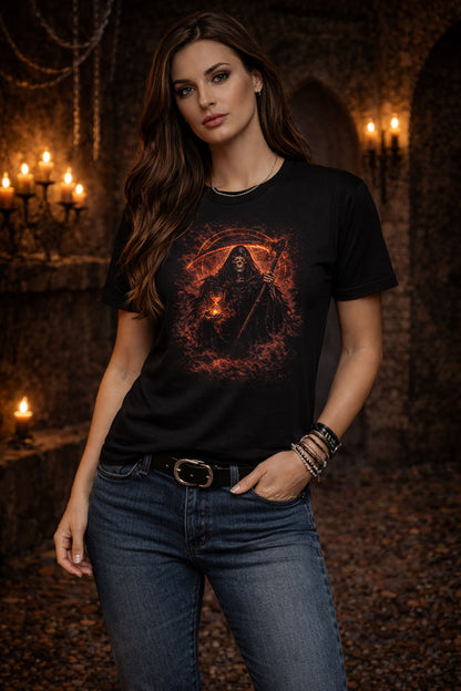 Grim Reaper T-Shirt Dark Fantasy Gothic Time Ritual Unisex Black Graphic Tee
