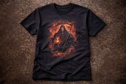 Grim Reaper T-Shirt Dark Fantasy Gothic Time Ritual Unisex Black Graphic Tee