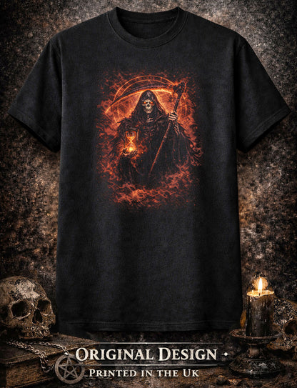 Grim Reaper T-Shirt Dark Fantasy Gothic Time Ritual Unisex Black Graphic Tee