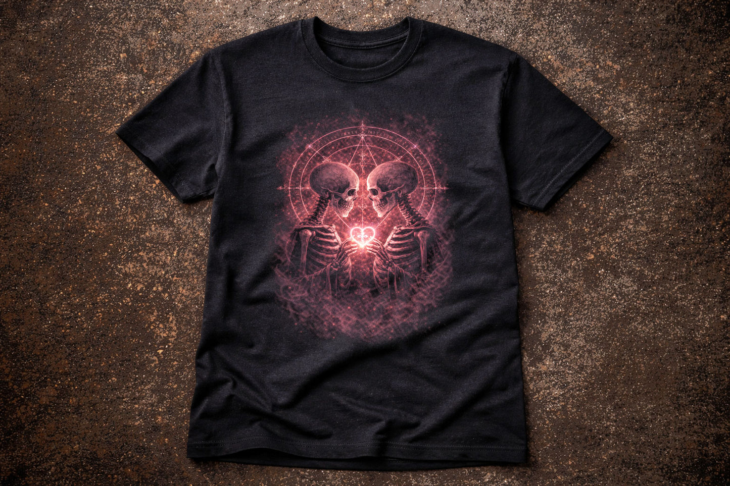 Skeleton T-Shirt Dark Fantasy Gothic Lovers Valentine Unisex Black Graphic Tee