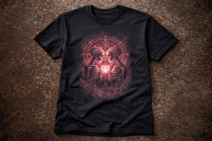 Skeleton T-Shirt Dark Fantasy Gothic Lovers Valentine Unisex Black Graphic Tee