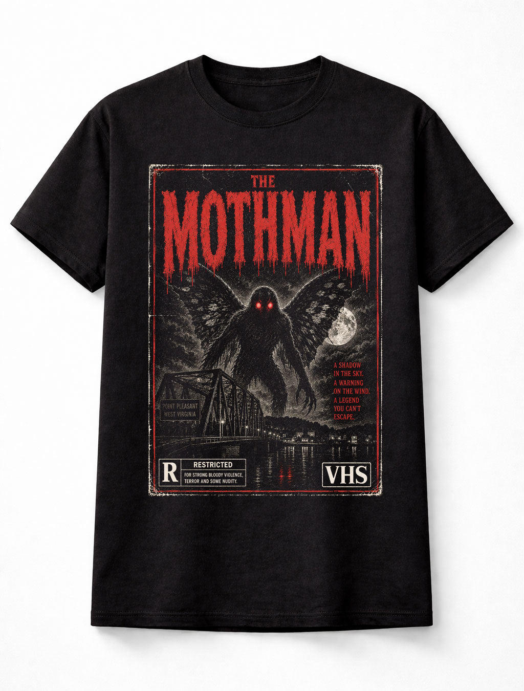 The Mothman Cryptid Monster Vintage Horror VHS Unisex T-Shirt