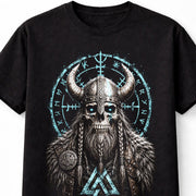 Viking Skull Norse Warrior Valknut Runes Odin Unisex T-Shirt