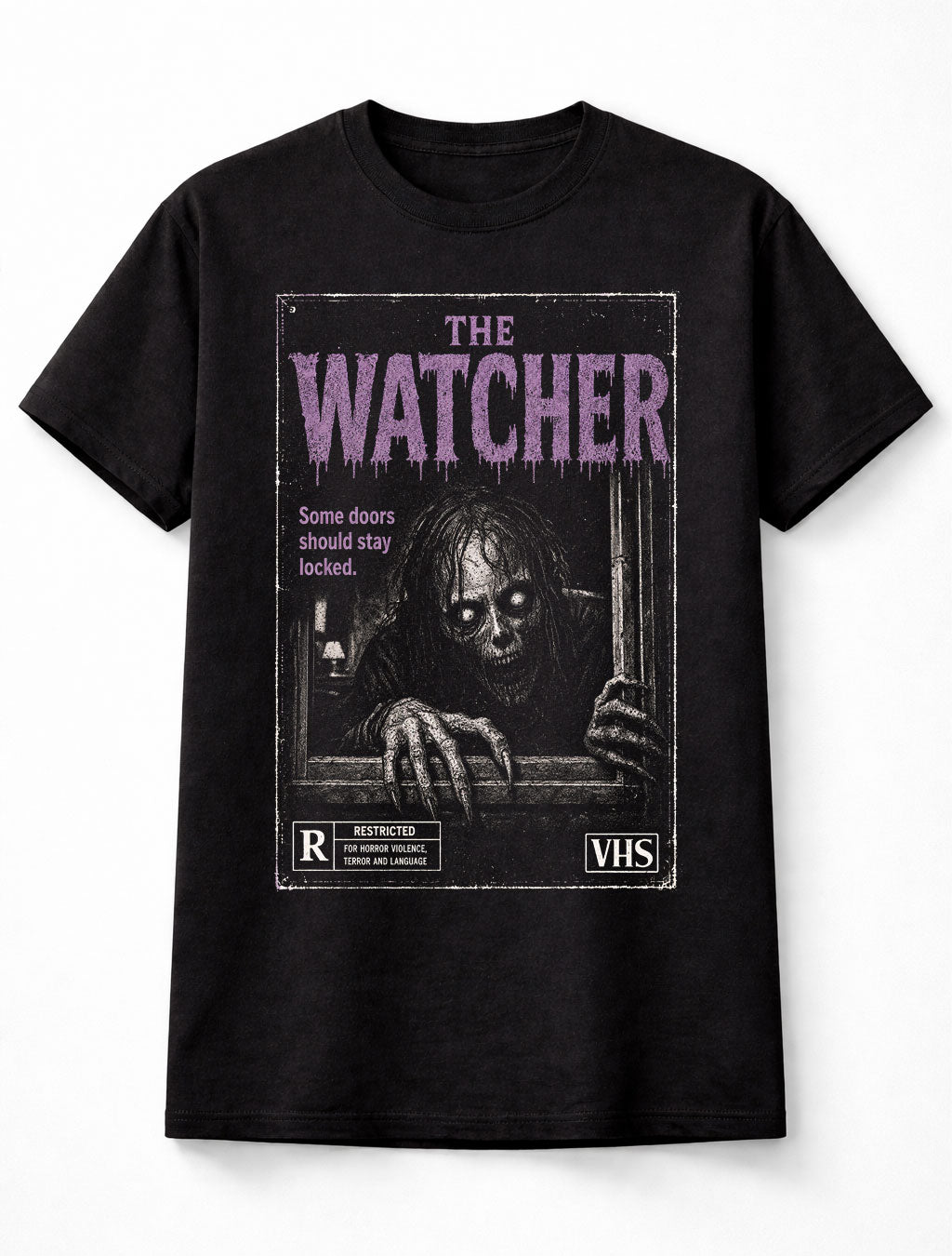 The Watcher Horror Monster VHS Gothic Halloween Creepy Unisex T-Shirt