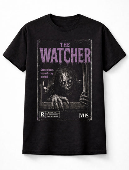 The Watcher Horror Monster VHS Gothic Halloween Creepy Unisex T-Shirt