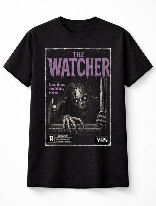 The Watcher Horror Monster VHS Gothic Halloween Creepy Unisex T-Shirt