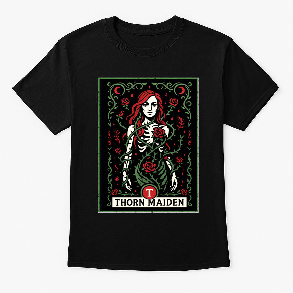 Thorn Maiden Gothic Rose Skeleton Dark Botanical Alternative Unisex T-Shirt