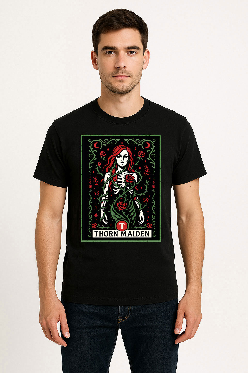 Thorn Maiden Gothic Rose Skeleton Dark Botanical Alternative Unisex T-Shirt