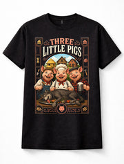 Three Little Pigs Big Bad Wolf Funny Fairy Tale Folklore Graphic Unisex T-Shirt