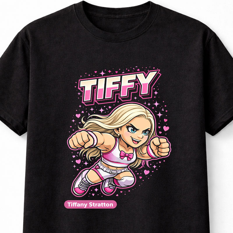 Tiffany Stratton Tiffy WWE Cartoon Wrestler T-Shirt Cute Tee Unisex Adults & Kids