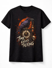 Time Keeps Ticking Raven Clock Gothic Dark Fantasy Graphic Unisex T-Shirt