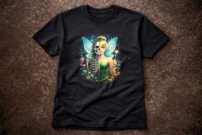 Tinkerbell Dark Fairy Skull T Shirt Gothic Tinkerbell Style Fantasy Pixie Unisex