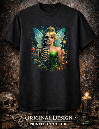 Tinkerbell Dark Fairy Skull T Shirt Gothic Tinkerbell Style Fantasy Pixie Unisex