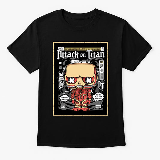 Colossal Titan Unisex Comic T-Shirt – “The World Is Merciless” Anime Titan Tee