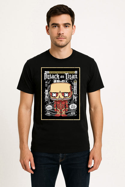 Colossal Titan Unisex Comic T-Shirt – “The World Is Merciless” Anime Titan Tee