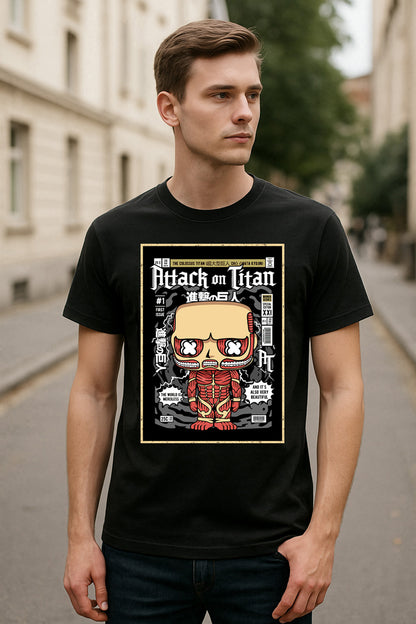 Colossal Titan Unisex Comic T-Shirt – “The World Is Merciless” Anime Titan Tee