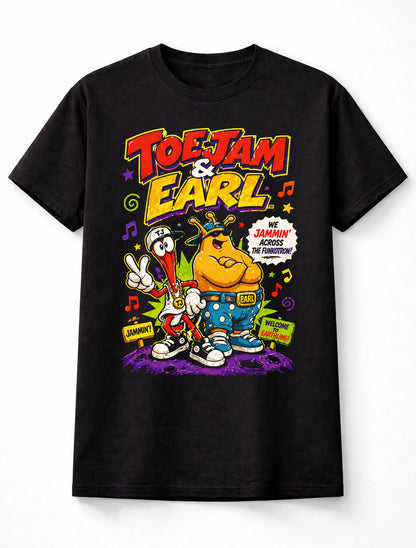 ToeJam & Earl T-Shirt Retro Sega Game Tee Funkotron Graphic Shirt Classic 90s Video Game Characters TJ Earl Jammin Adults & Kids Unisex T-Shirt