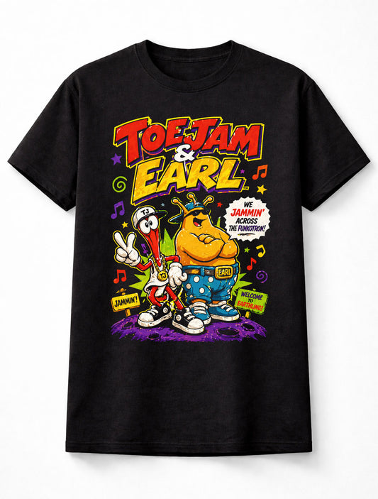 ToeJam & Earl T-Shirt Retro Sega Game Tee Funkotron Graphic Shirt Classic 90s Video Game Characters TJ Earl Jammin Adults & Kids Unisex T-Shirt