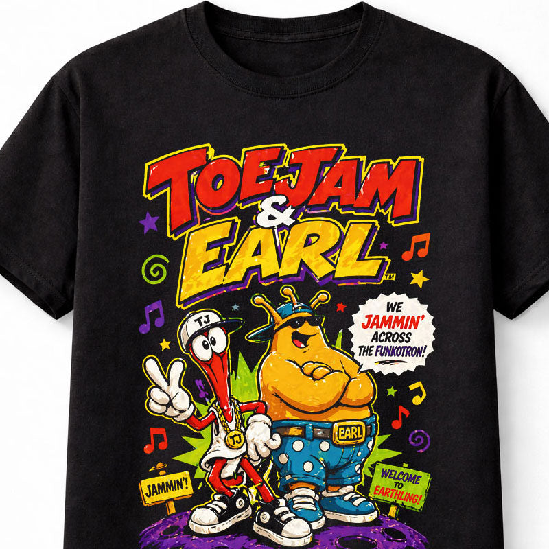 ToeJam & Earl T-Shirt Retro Sega Game Tee Funkotron Graphic Shirt Classic 90s Video Game Characters TJ Earl Jammin Adults & Kids Unisex T-Shirt