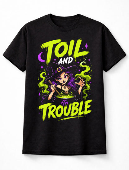 Toil And Trouble Witch Halloween Magic Cauldron Gothic Unisex T-Shirt
