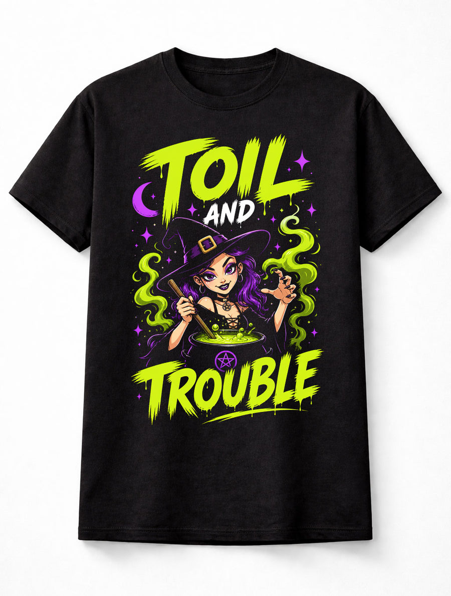 Toil And Trouble Witch Halloween Magic Cauldron Gothic Unisex T-Shirt