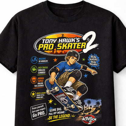 Tony Hawk Pro Skater 2 T-Shirt Retro Skateboarding Game Tee Classic THPS2 Shirt Skater Graphic Tee Old School Gaming Shirt Tony Hawk Adults & Kids Unisex T-Shirt