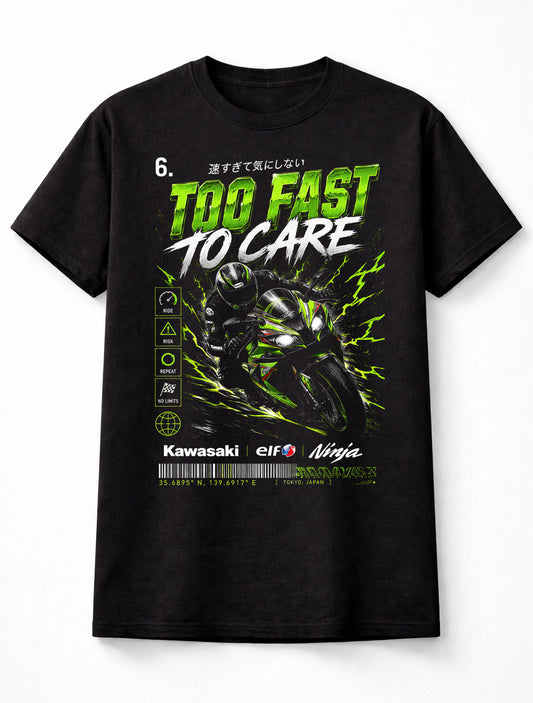 Too Fast Too Care Neon Ninja Sportbike Racing Graphic Unisex T-Shirt