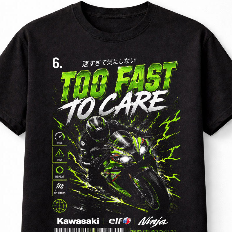 Too Fast Too Care Neon Ninja Sportbike Racing Graphic Unisex T-Shirt