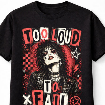 Too Loud To Fail Gothic Punk Rock Alternative Graphic Unisex T-Shirt