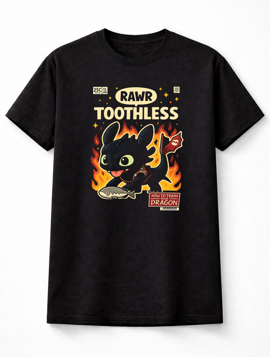Toothless Night Fury Firestorm Graphic Tee – How To Train Your Dragon Unisex Black T-Shirt