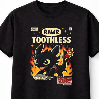 Toothless Night Fury Firestorm Graphic Tee – How To Train Your Dragon Unisex Black T-Shirt