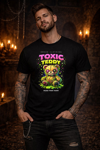 Toxic Teddy Hugs That Hurt Unisex Toxic Gothic Horror Plush Graphic T-Shirt