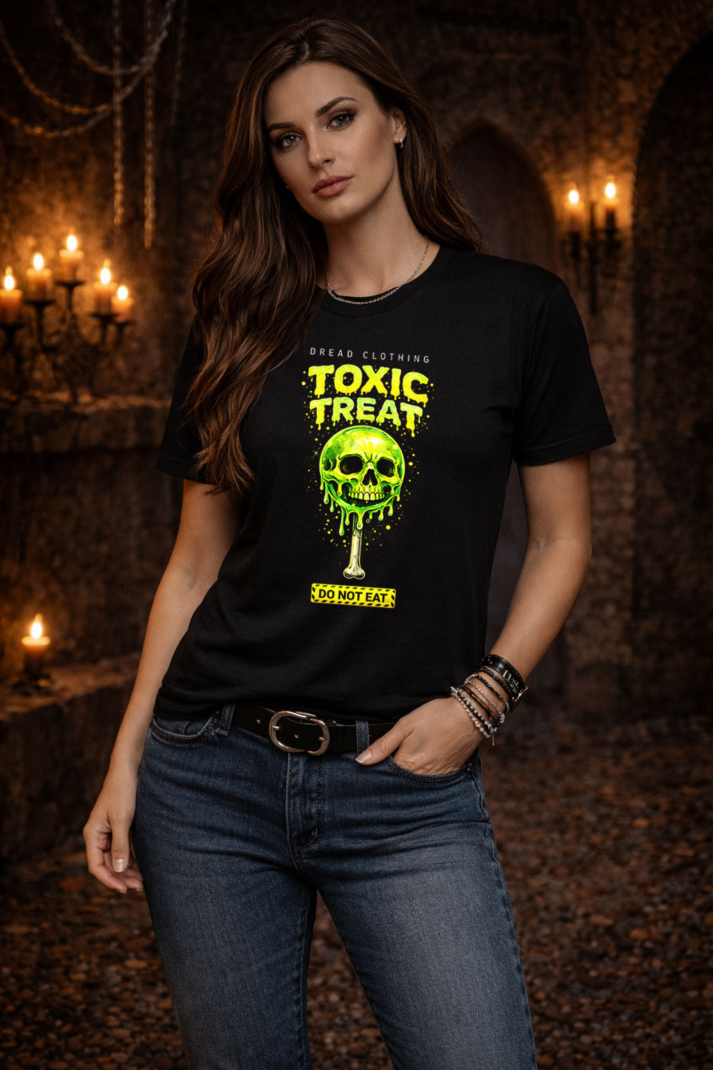 Toxic Treat Skull Unisex Toxic Gothic T-Shirt Horror Candy Dark Alt Tee