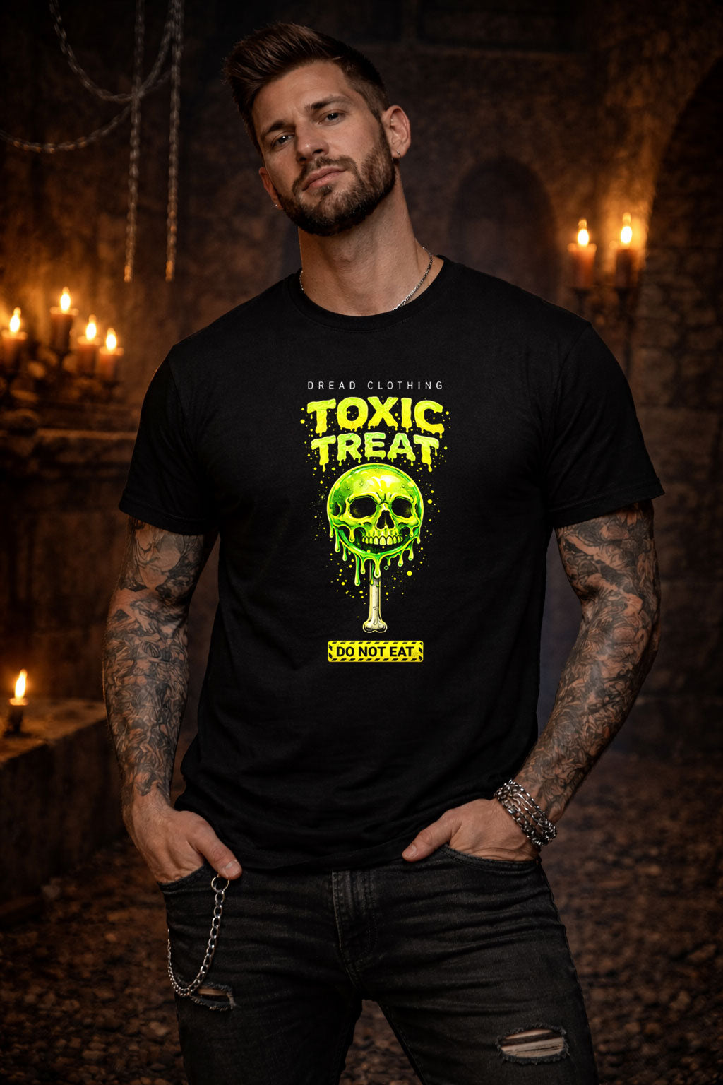 Toxic Treat Skull Unisex Toxic Gothic T-Shirt Horror Candy Dark Alt Tee