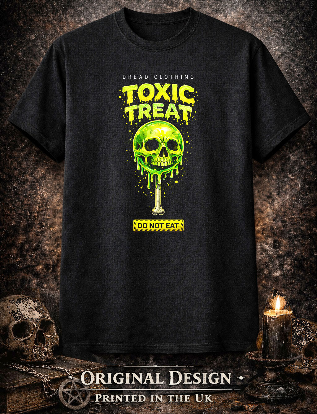 Toxic Treat Skull Unisex Toxic Gothic T-Shirt Horror Candy Dark Alt Tee