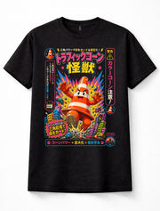 Japanese Traffic Cone Kaiju Monster City Rampage Graphic Unisex T-Shirt