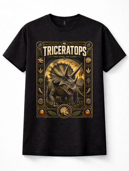 Triceratops Three Horn Dinosaur Fossil Graphic Unisex T-Shirt
