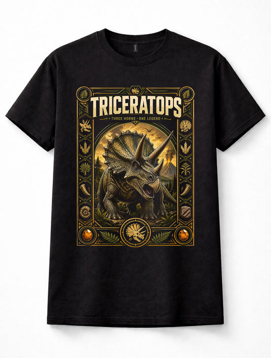 Triceratops Three Horn Dinosaur Fossil Graphic Unisex T-Shirt