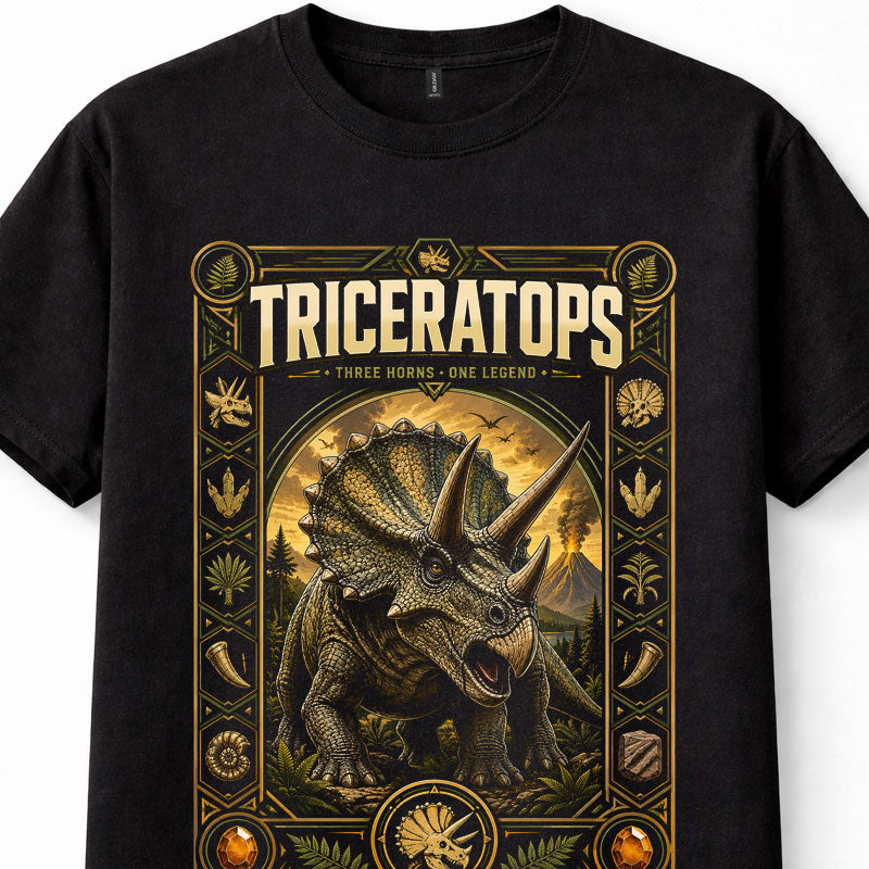 Triceratops Three Horn Dinosaur Fossil Graphic Unisex T-Shirt