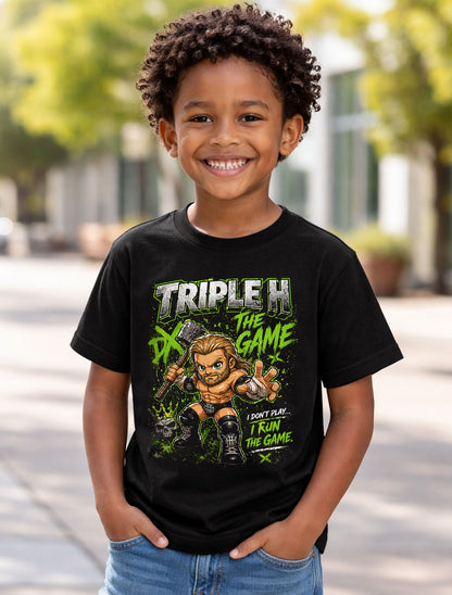 Triple H The Game DX Wrestling T-Shirt – I Don’t Play I Run The Game Skull Graphic Attitude Era Fan Tee Adults & Kids Unisex T-Shirt