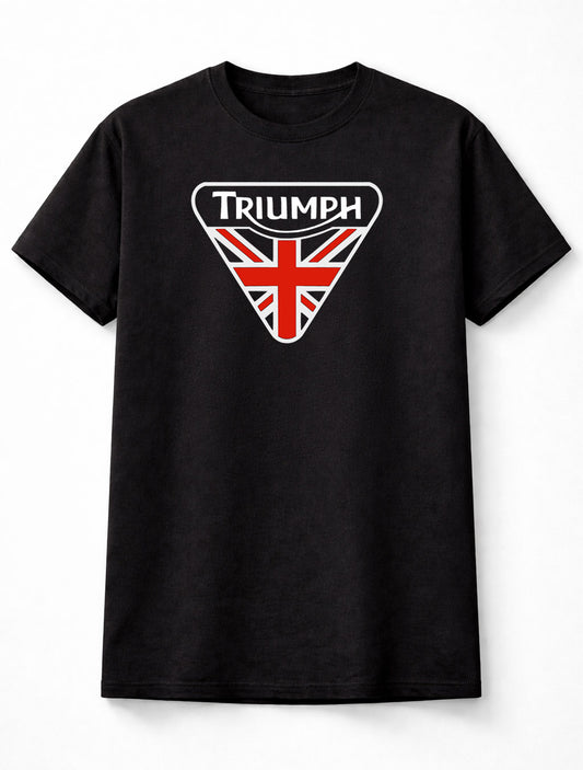 Triumph Motorcycle Logo Graphic T-Shirt British Motorbike Heritage Union Flag Design Classic Bike Fan Tee Unisex Shirt for Adults & Kids