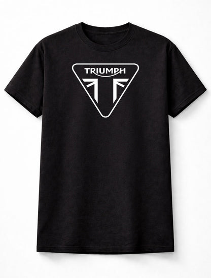 Triumph Motorcycle Minimal Logo Graphic T-Shirt Modern British Bike Brand Fan Tee Clean Motorbike Style Unisex Shirt for Adults & Kids