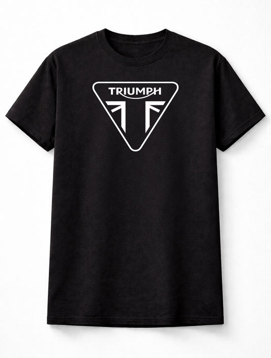 Triumph Motorcycle Minimal Logo Graphic T-Shirt Modern British Bike Brand Fan Tee Clean Motorbike Style Unisex Shirt for Adults & Kids