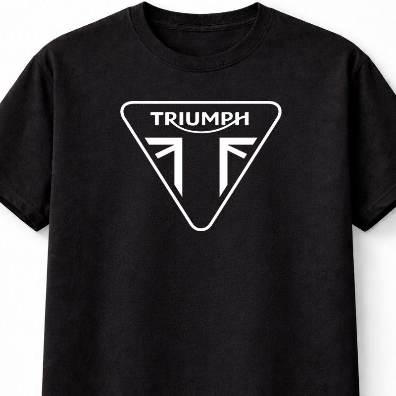 Triumph Motorcycle Minimal Logo Graphic T-Shirt Modern British Bike Brand Fan Tee Clean Motorbike Style Unisex Shirt for Adults & Kids