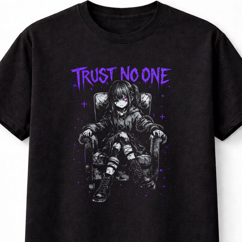 Trust No One Gothic Anime Japanese Retro Y2K Graphic Adults & Kids Unisex T-Shirt