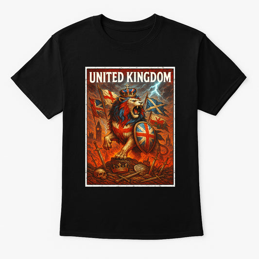 United Kingdom Lion Unisex T-Shirt British Pride Fantasy Battle Warrior Tee