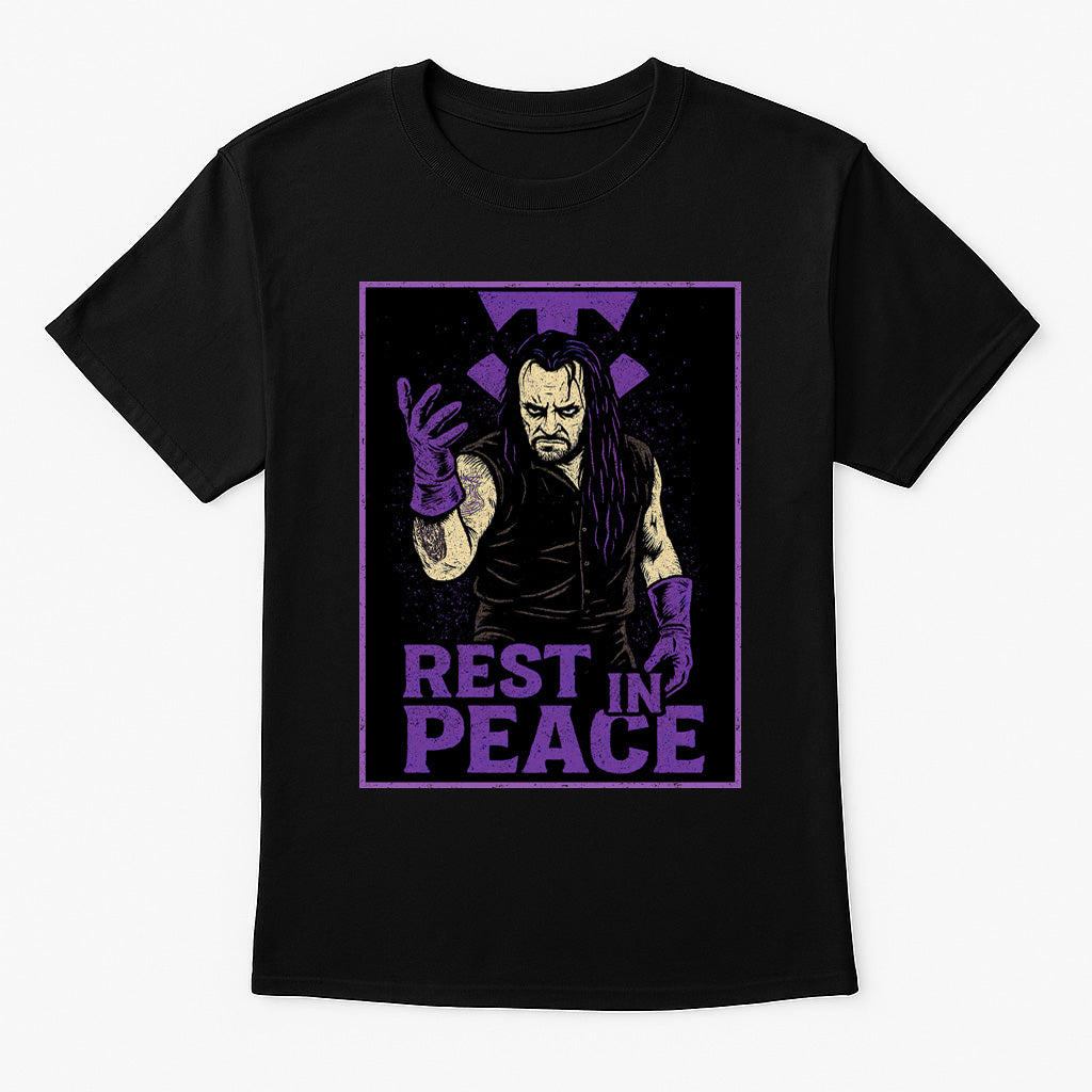 The Undertaker T-Shirt Rest In Peace Wrestling WWE WWF Gothic Unisex Black Graphic Tee
