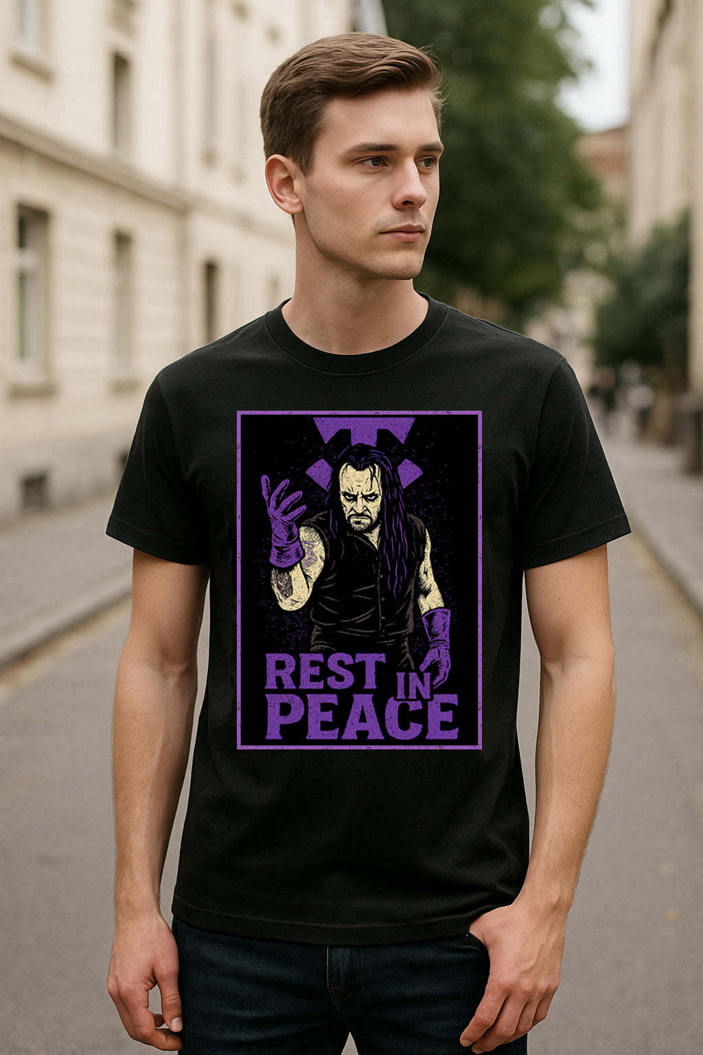 The Undertaker T-Shirt Rest In Peace Wrestling WWE WWF Gothic Unisex Black Graphic Tee